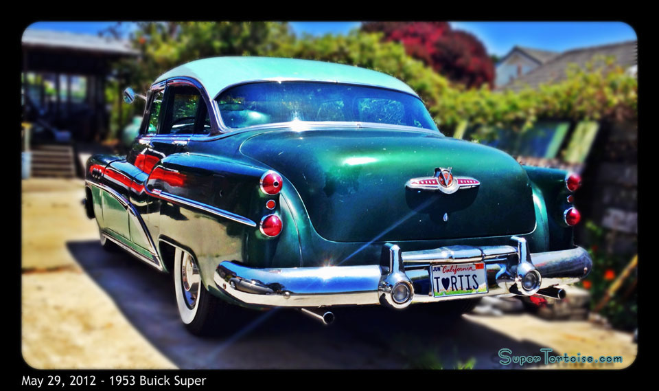 Rear - THE SUPER TORTOISE - 1953 53 Buick Super Series 52 V8 322 Nailhead with Dynaflow Transmission Dark Green with Light Green Trim - La Selva Beach, CA - Mild Custom Restoration Project (For Sale?)